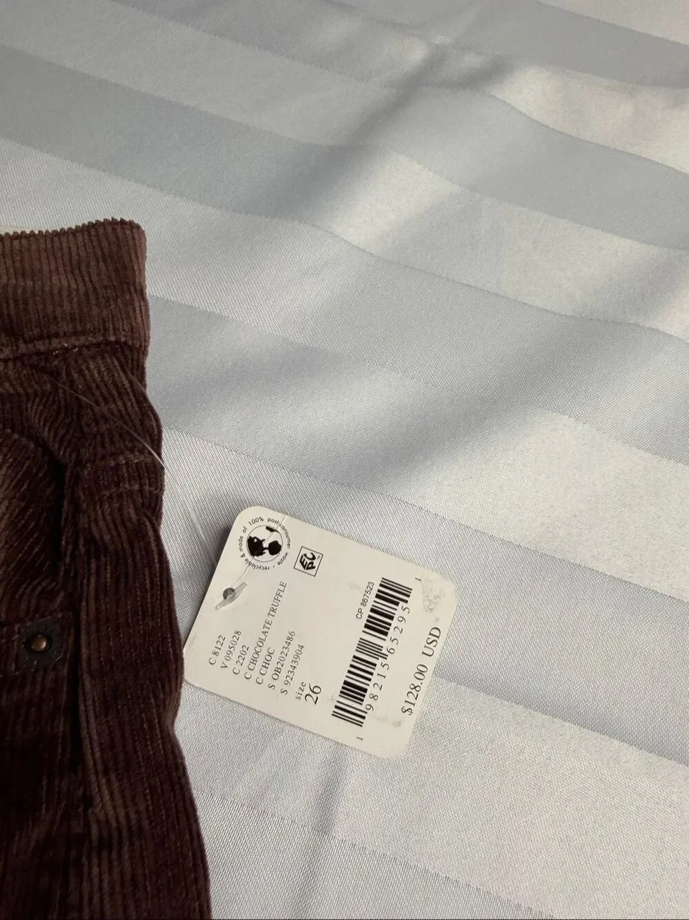 NWT Free People High Rise Straight Leg Brown Corduroy Pants Size 26 New
